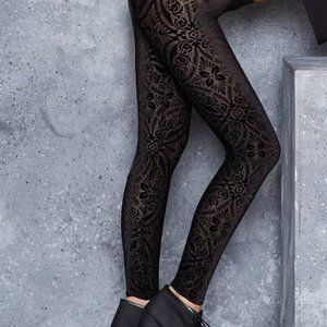 Blackmilk Black Burned Velvet Leggings